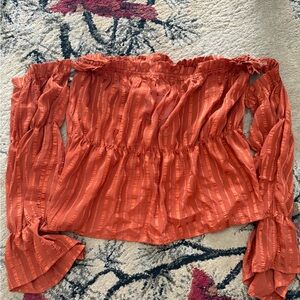 Boohoo Off-Shoulder Rust Blouse